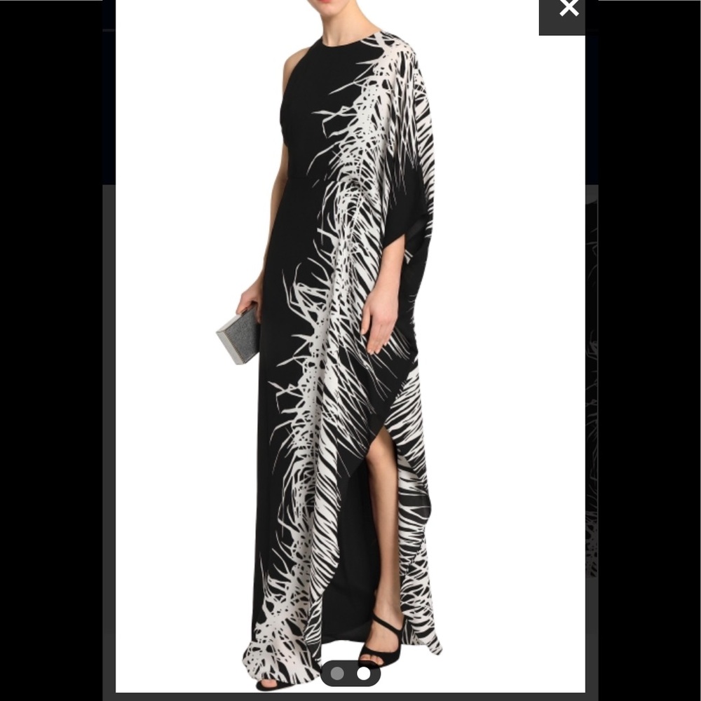 Halston Heritage One Shoulder Crepe Gown - Picture 2 of 7